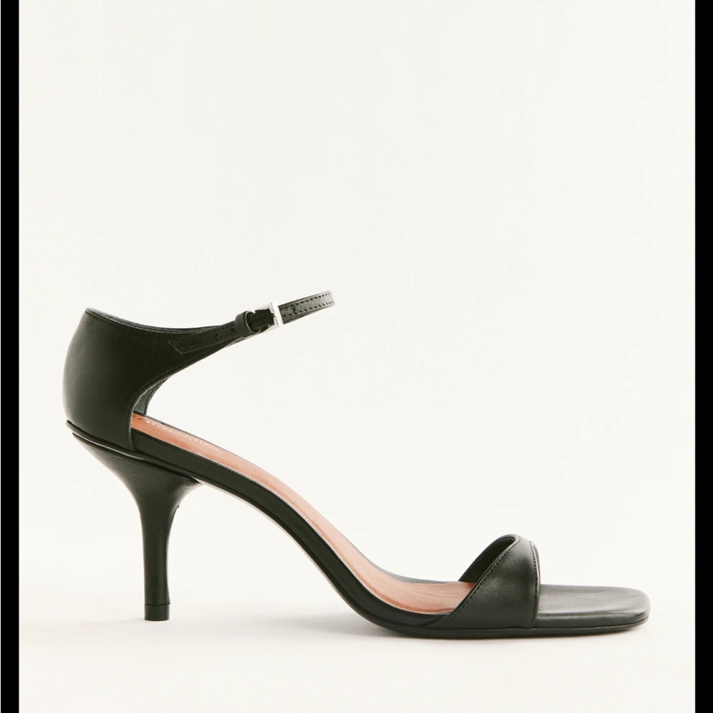 Reformation black Greta heels